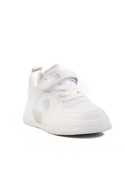 WALKWAY White Silver Velcro Unisex Children's Sports Shoes 1603 B