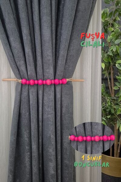 Armashine Fuchsia Pink Wooden Bohemian Curtain Tie Holder, Children's Room Ba...
