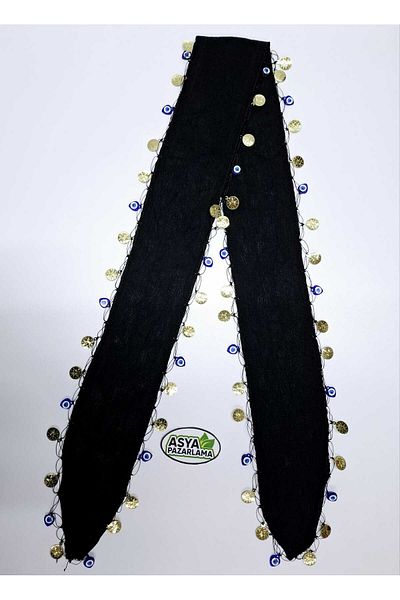 ASYA PAZARLAMA 5 Pieces of Black Sea Black Evil Eye Beaded Keşan, Scarf, Shawl, Scarf, Hair Band, Bandana
