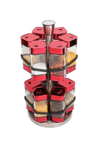 ALMUFARREJ 12-Piece Spice Sprinkle Bottle Set Red/Clear 35 x 25 x 25cm