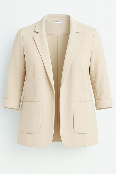 Hanezza Jachetă blazer pentru femei |   Crema |   Marime Plus |   7 culori |   Compatibil cu costum