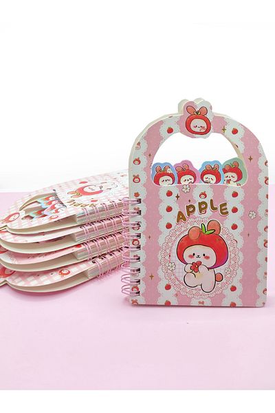 Limmy Blocnotes A6 cu semn de carte Apple Apple Rabbit (10x15 cm) - Iepure cu flori