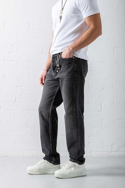 ablukaonline Men's Regular Fit Stitching Detailed Jean Black