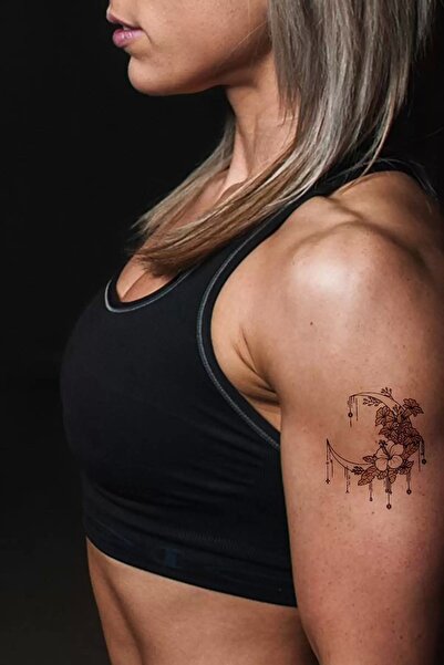 Genel Markalar Ay Ve Çiçek Figürlü 12 Saat Sonra Kararan Geçici Dövme Tattoo