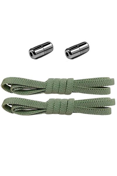 hapshoe Adjustable 1 Pair Khaki Green Screw Capsule End 6 mm Rubber Practical Laces