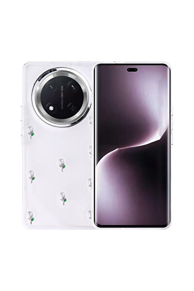 m.tk moveteck Honor Magic 7 Lite Uyumlu Fiyonk Desenli Şeffaf Kılıf Simli Dar...