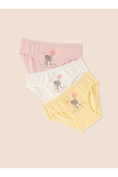 natuline Girl's Organic Cotton Lycra Panties Cute Kitten 3 Pack
