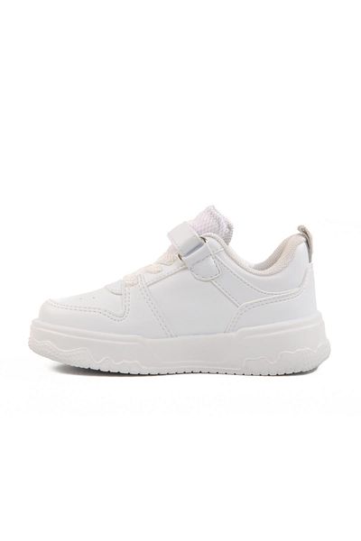 WALKWAY White Silver Velcro Unisex Children's Sports Shoes 1603 B
