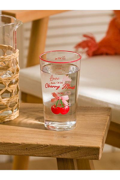 LC Waikiki Lcw Home Cherry Printed Glass Water Glass 500 ml