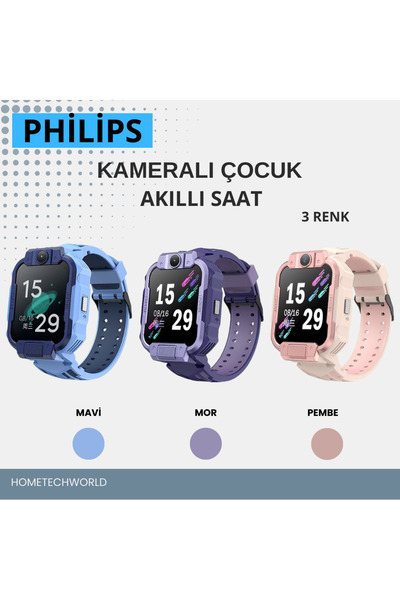 Philips Mor Akıllı Çocuk Saati (Çift Kameralıdır)Uyumlu İşletim Sistemi Android - Ios