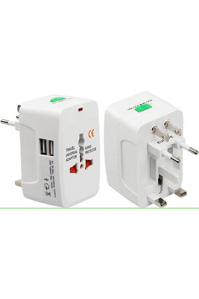 Terminatör Terminator Travel Adapter with Dual-USB Charging Ports (White)