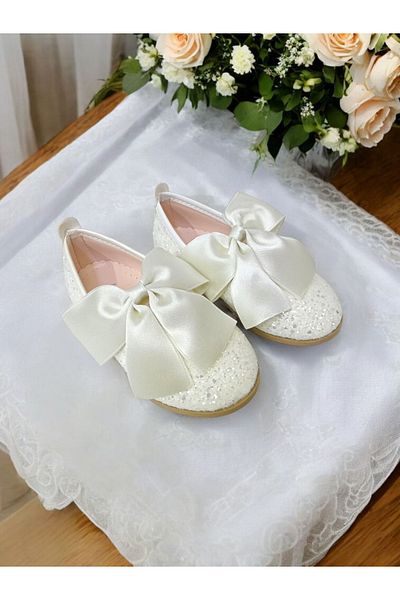 PATİK BEBE Girl's Shiny Bow Orthopedic Stylish Shoes