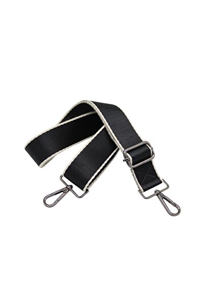 Anatolia Siyah Krem Çizgili Ayarlanabilir Çanta Askısı (4 cm x 120 cm)