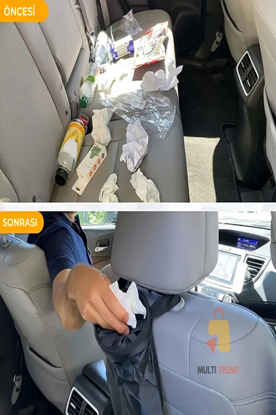 HASBY Car Interior Hanging Trash Can with Wide Mouth Waterproof Car Garbage Bag Organizer Auto Dustbin