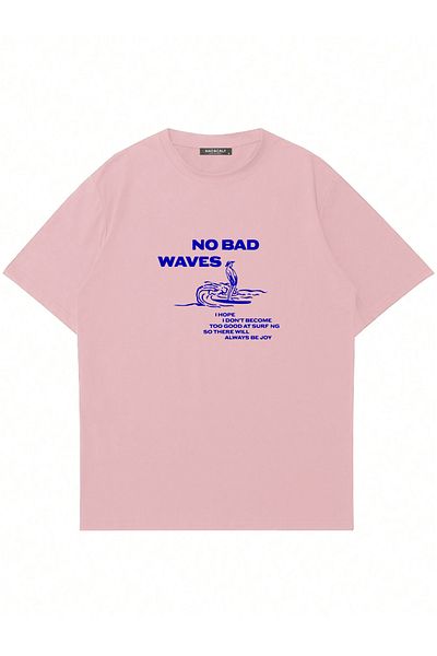 Mad&Calf Μπλουζάκι Unisex No Bad Waves με στάμπα με λαιμόκοψη