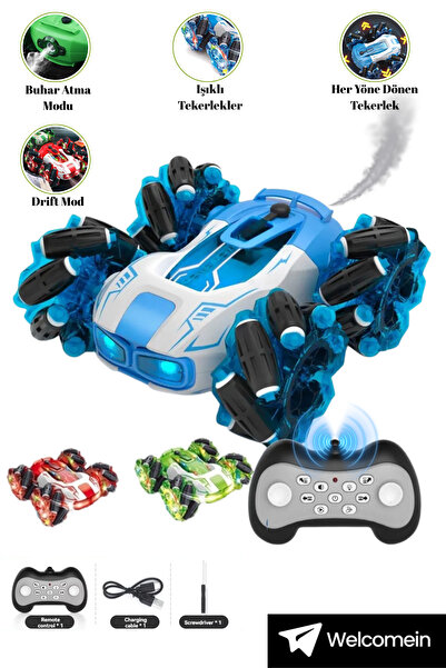 welcomein Uzaktan Kumandalı Full Fonksiyon Şarjlı Stunt Drift ve Akrobat Araba 360 Derece Dönen Stunt Araba +3