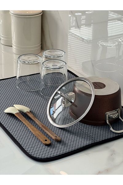 MissClean Covoraș de uscare pentru vase din microfibră de culoare gri Capac de uscare blat super absorbant 36*45 cm