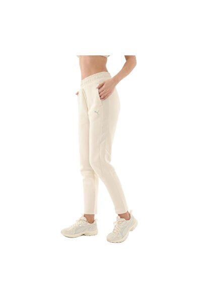 Puma 68505187 EVOSTRIPE Sweatpants Krem Lastikli Bel Regular Fit Düz Kadın Eşofman Altı