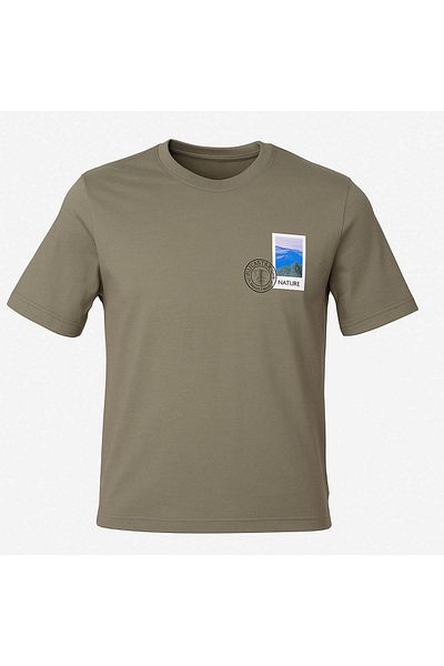 trender Ausgabetag Mountain Print Khaki Men's T-Shirt