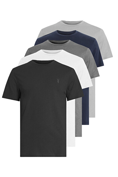 Kozik Ανδρικό T-Shirt με Στάνταρ Κέντημα, Περίτεχνο Πακέτο 5 Τεμαχίων T-Shirt