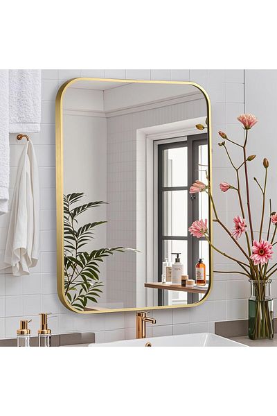Generic 80*60 Gold Aluminum Frame Wall Mirror, Perfect for Your Home Decor
