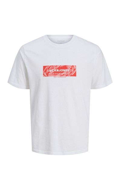 Jack & Jones Μπλουζάκι Jcorecharge Μπροστινή εκτύπωση Beyaz Erkek Kısa Kol