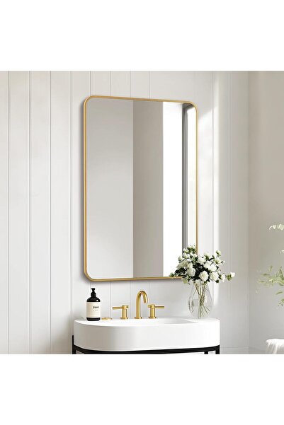 Generic 80*60 Gold Aluminum Frame Wall Mirror, Perfect for Your Home Decor