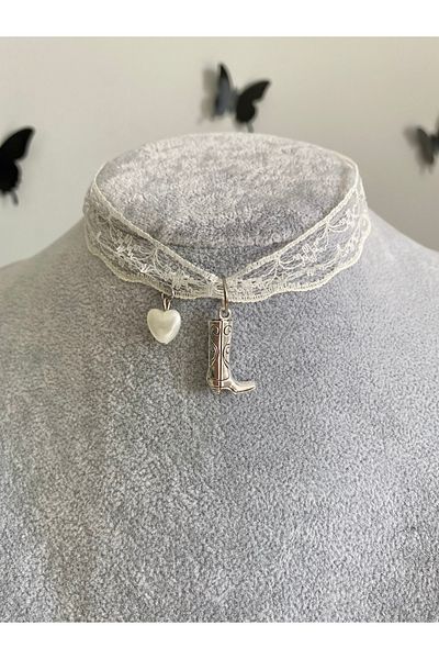 Pinky Lady Cowboy Lace Design Choker Chocker Necklace
