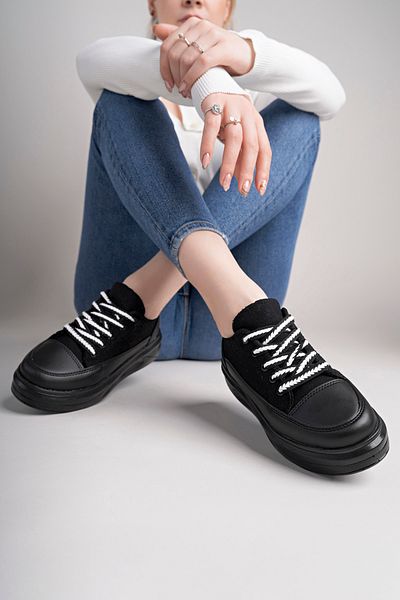 pasyone Pantofi casual de damă cu talpă înaltă cu model de șah