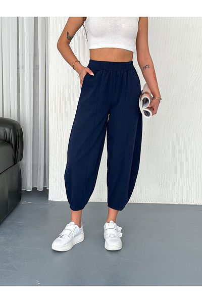 sportiness Gabardine Fabric Pants with Latika Waist and Stitching Detail