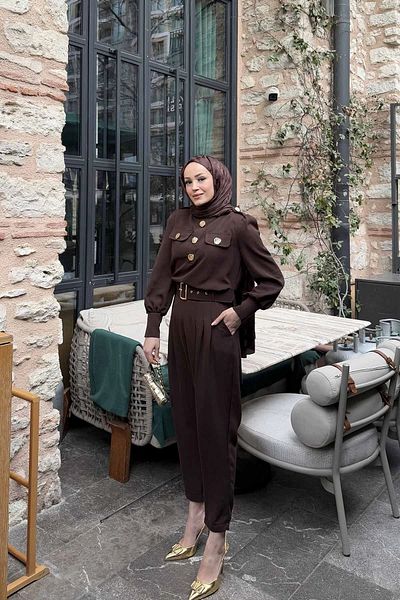 Melike Tatar Melike Tatar Brown Detailed Suit 2310