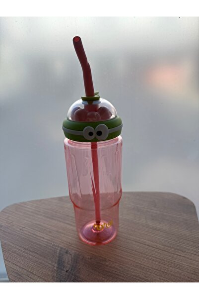 MİMOZA PARK 3-Piece Cute Straw Flask Plastic Bpa-Free (Large Size with Handle)