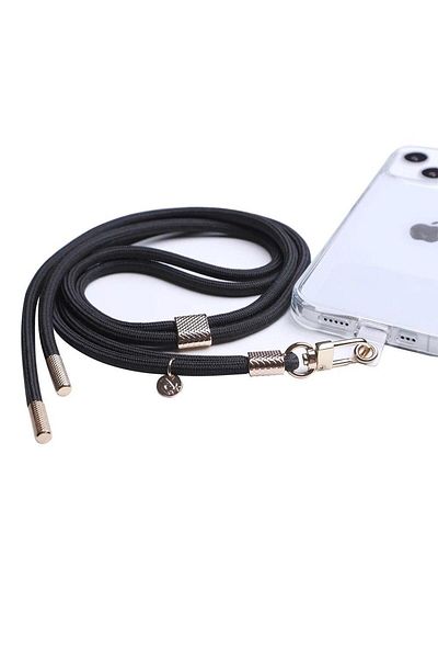 PROTECTION PRO QUIX - Mobile Smart Strap Black Lanyard With Gold Metal Strap Lock