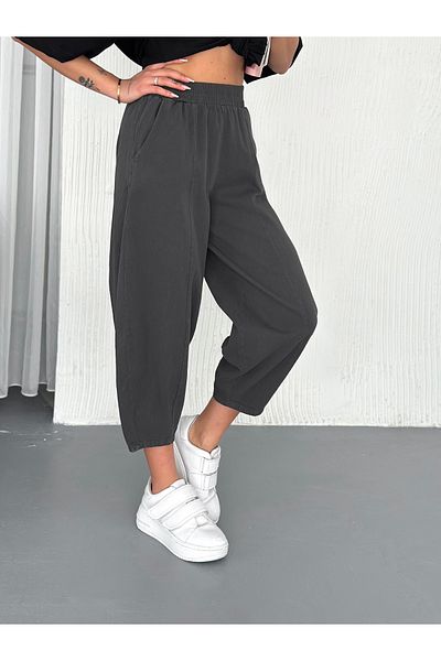sportiness Gabardine Fabric Pants with Latika Waist and Stitching Detail