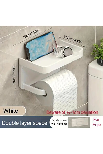 Choice1 حامل مناديل أبيض سهل التركيب - يُثبَّت على الحائط، بدون ثقب، منظم لفا...