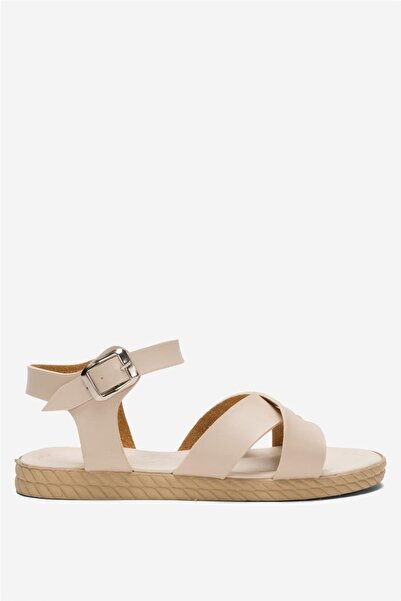 StWenn Cream Women's Casual Cross Strap Sandals Summer Comfortable Sole Shoes Business Office Beach Outdoor