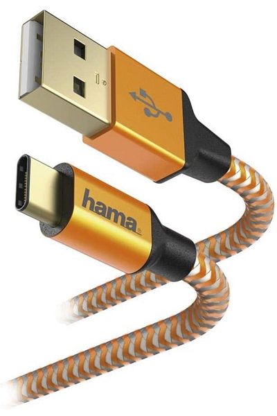 Hama Reflective Type C Sync Cable 1.5m Orange