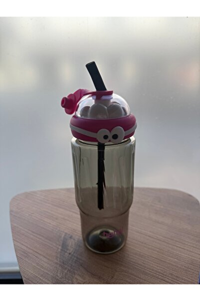 MİMOZA PARK 3-Piece Cute Straw Flask Plastic Bpa-Free (Large Size with Handle)