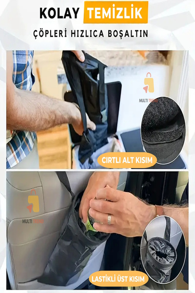 HASBY Car Interior Hanging Trash Can with Wide Mouth Waterproof Car Garbage Bag Organizer Auto Dustbin