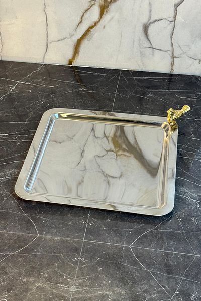 MAY HOME Silver Bird Detailed Square Tray