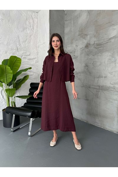 Elif Özbey Butik Set cămașă rochie cu curele de frânghie