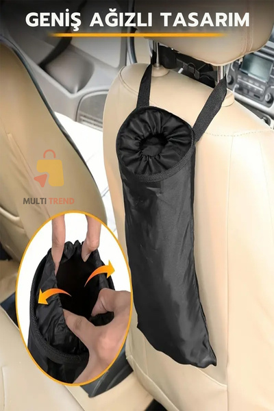 HASBY Car Interior Hanging Trash Can with Wide Mouth Waterproof Car Garbage Bag Organizer Auto Dustbin