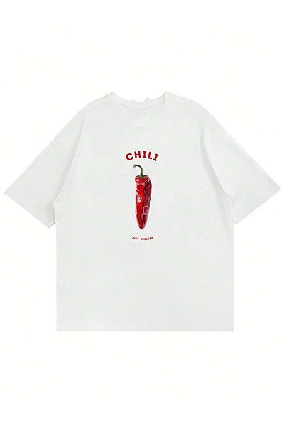 Mad&Calf Μπλουζάκι Unisex Chili Printed Crew Neck Oversize