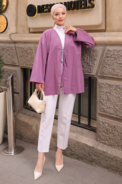 İmajButik Kimono u boji prašnjave ruže, prednji deo Na vezivanje