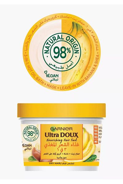 Garnier ألترا دوكس غذاء الشعر المغذي بالموز 3 في 1 للشعر الجاف 390 مل