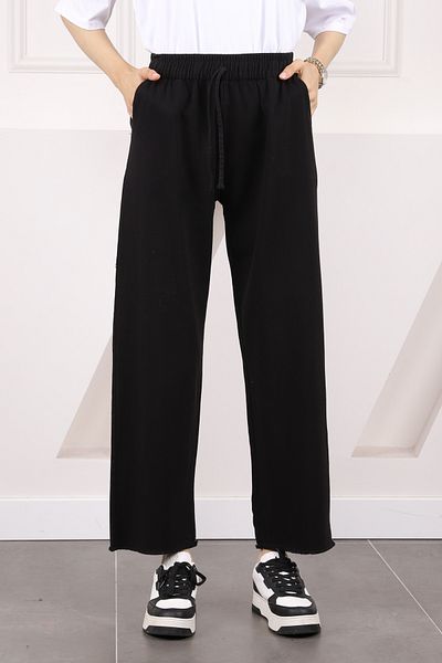 İmajButik Μαύρο ελαστικό παντελόνι Gabardine με τσέπες