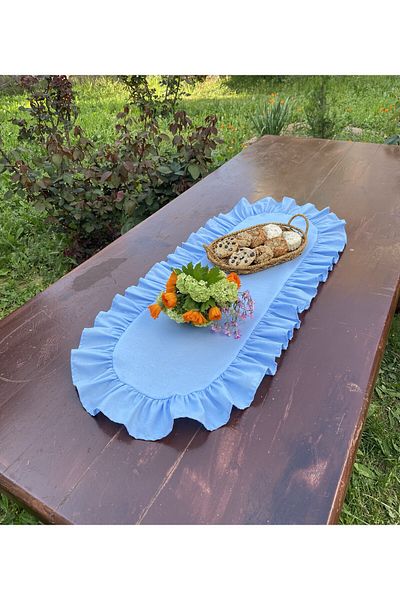 LILYUM Βαμβακερό Πολυεστέρα Frilly Oval Runner 30x80 cm