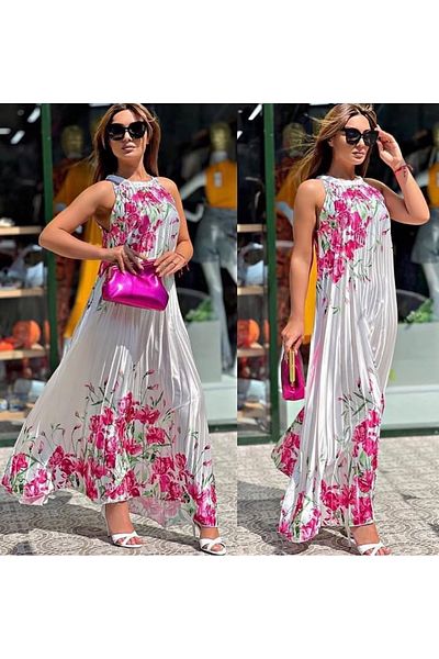 Kashaya Imported Ottoman Fabric Pleated Dress