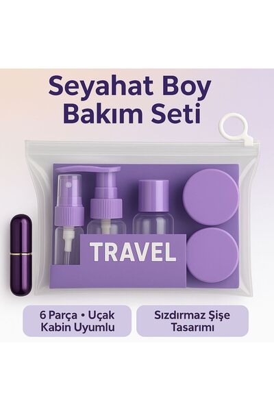 TARIK HOME 6 Parça Renkli Seyahat Bakım ve Kozmetik Seti, Uçak Kabin Uyumlu, ...