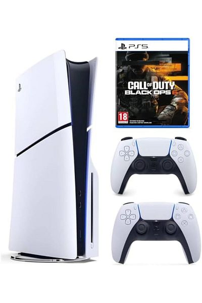 Sony PlayStation 5 Slim Disc Console with Extra Dualsense White Controller + Call of Duty: Black Ops
